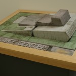 A model of the Wolfe Center sits on display.