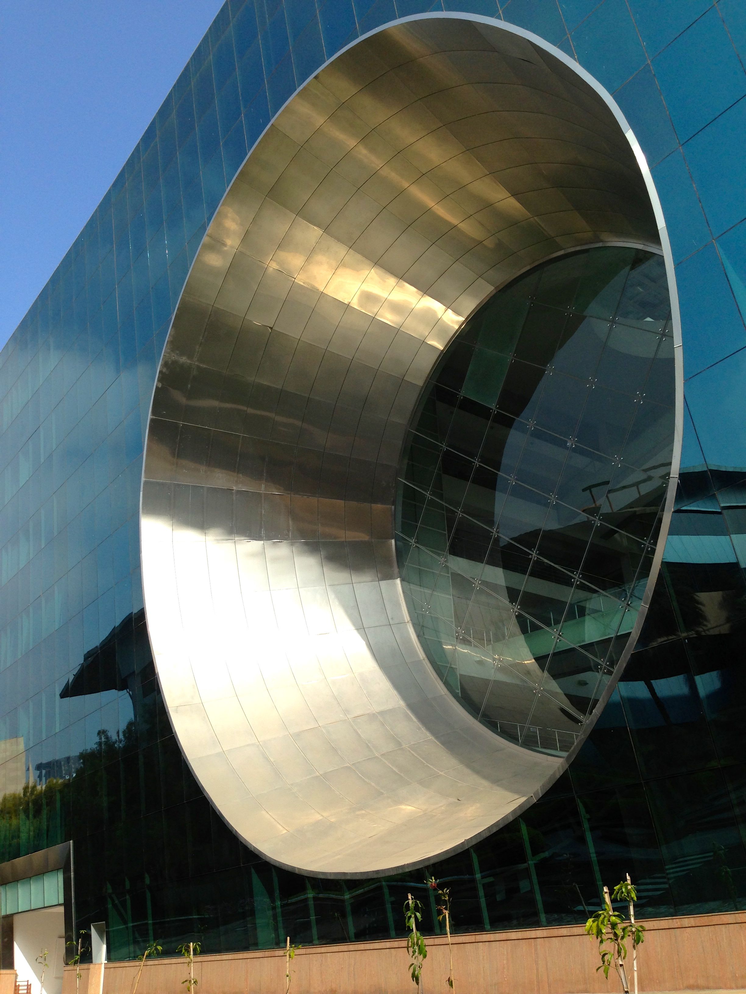 The 30-acre Infosys campus includes modern architecture and "green" features. Photo by Sara Shipley Hiles. IMG_1855